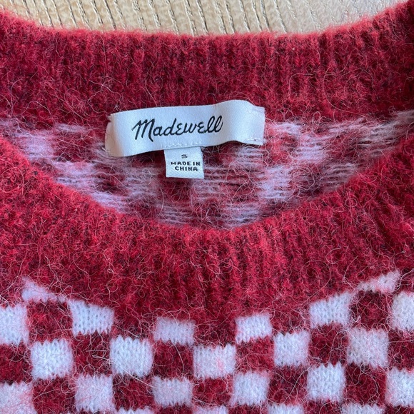 Madewell Red and White Checkered Women's Sweater - Picture 4 of 6